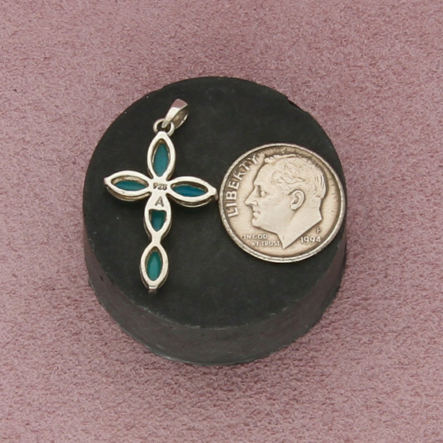 sterling silver turquoise cross pendant