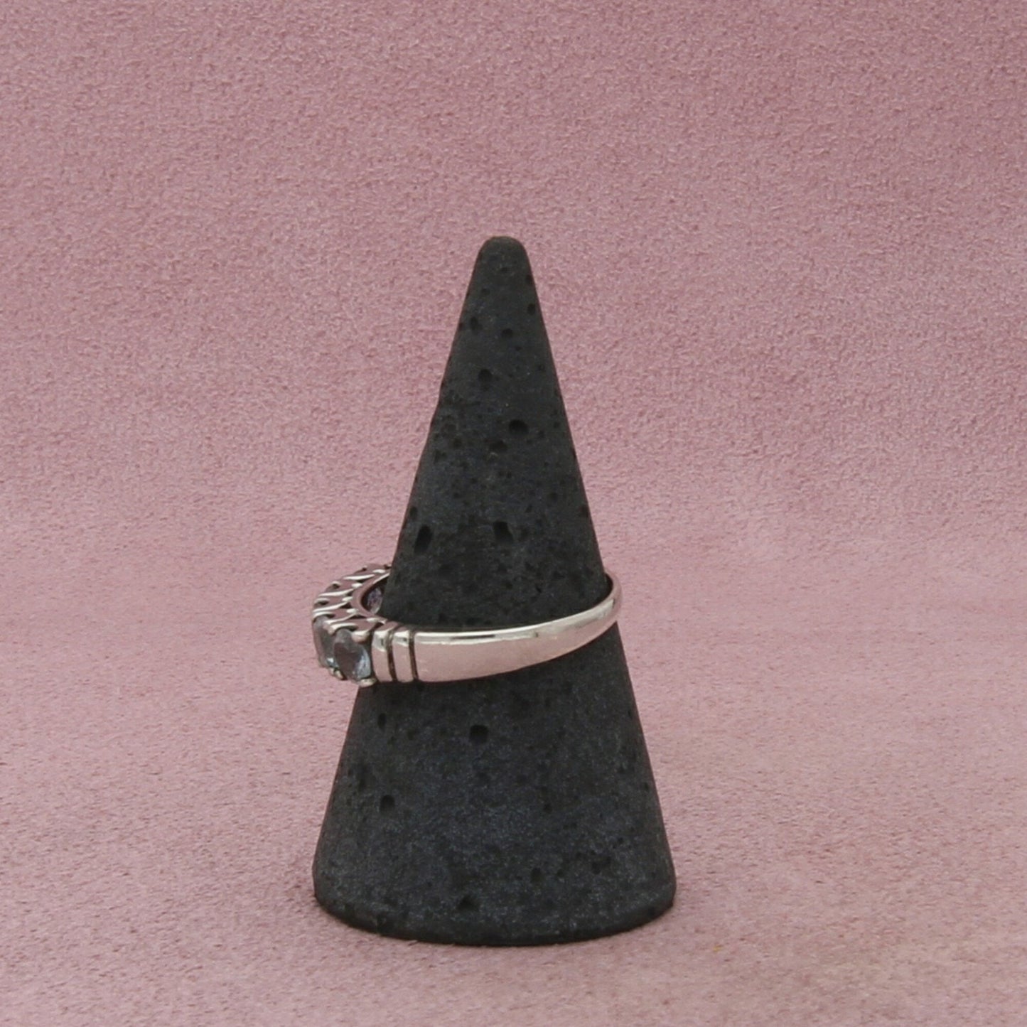 sterling silver round-cut aquamarine ring size 8