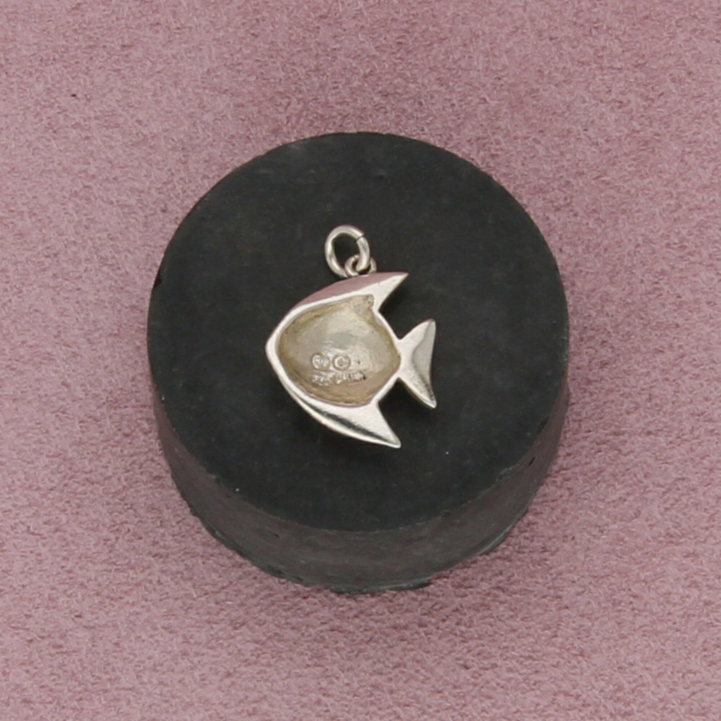 sterling silver enamel & marcasite fish charm pendant