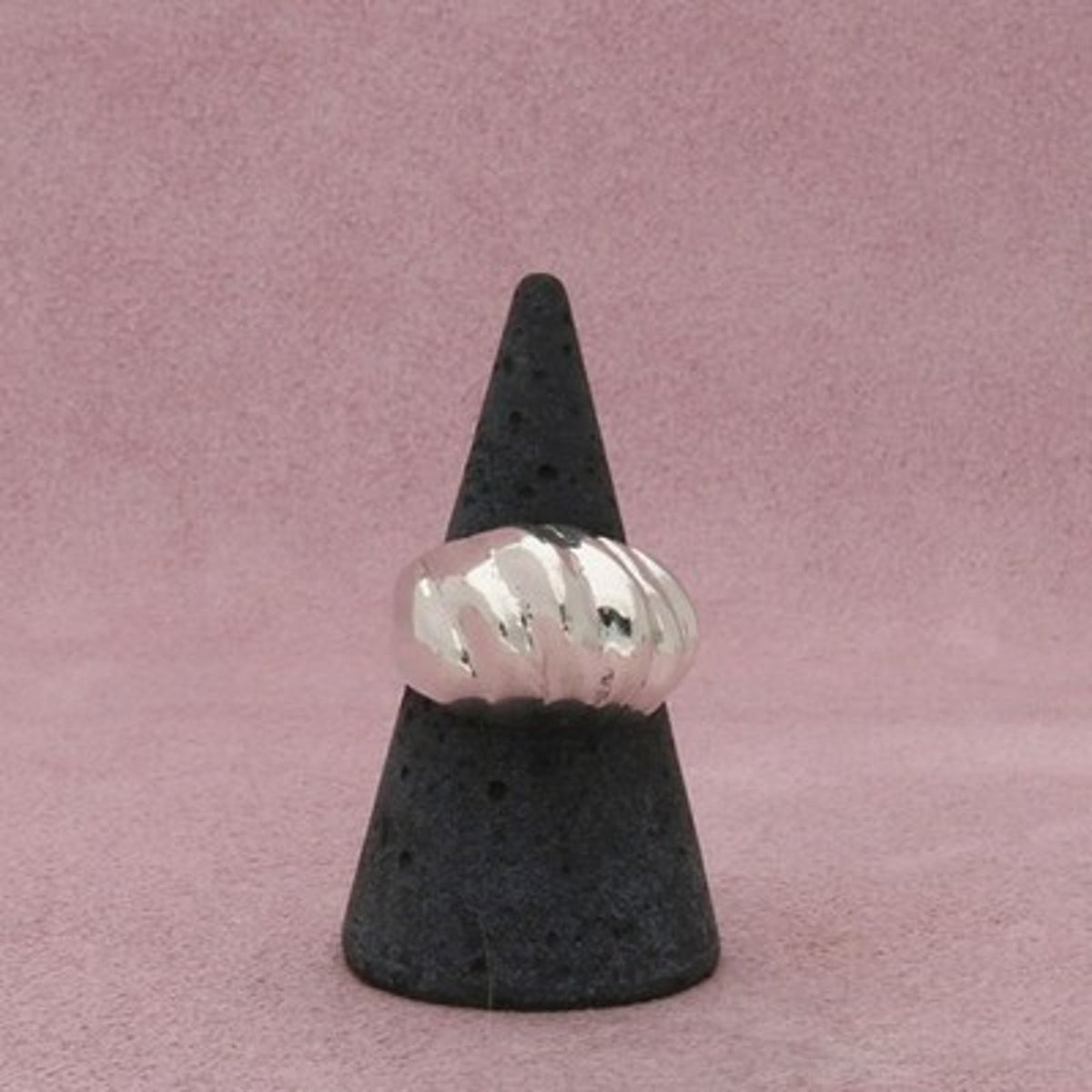 Sterling Silver Vintage Chunky Scalloped Dome Ring Size 6.75