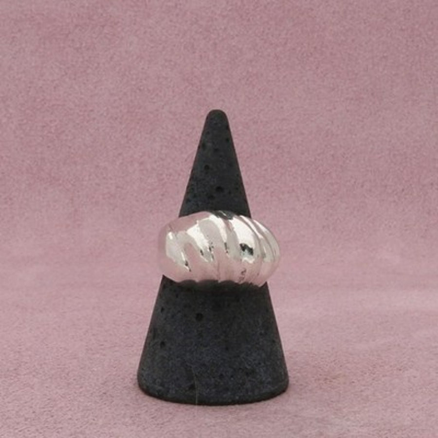Sterling Silver Vintage Chunky Scalloped Dome Ring Size 6.75
