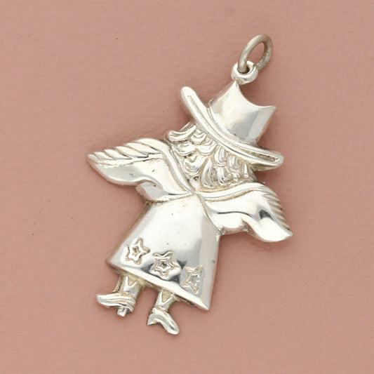 sterling silver vintage western cowgirl guardian angel pendant