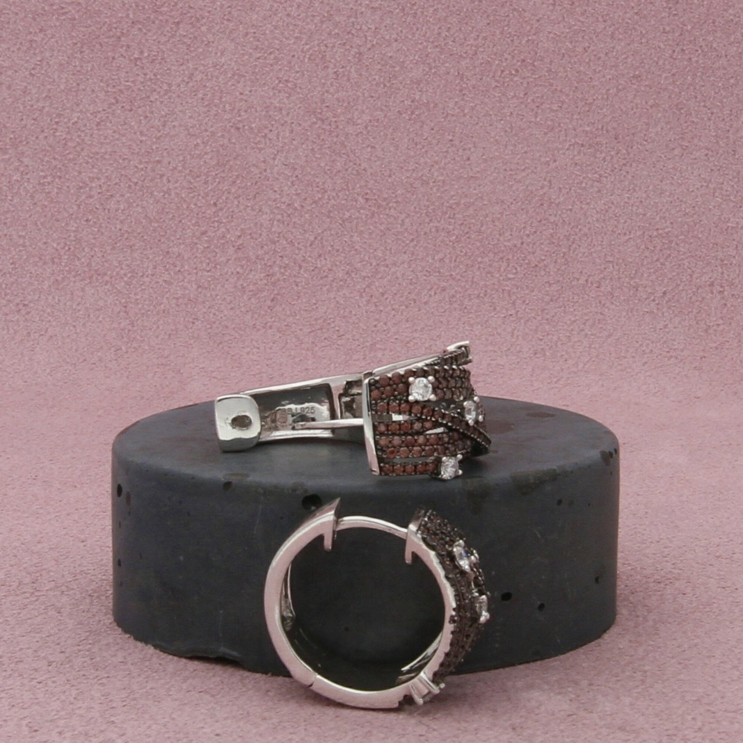 sterling silver round-cut cz huggie hoop earrings