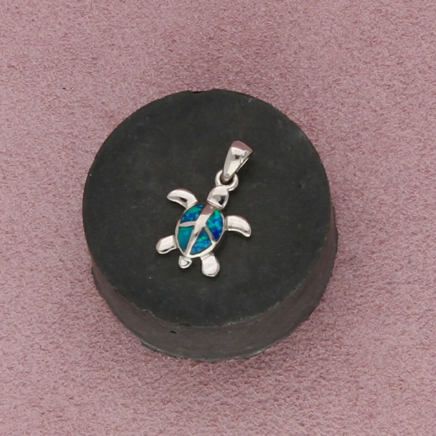 sterling silver fire opal sea turtle pendant