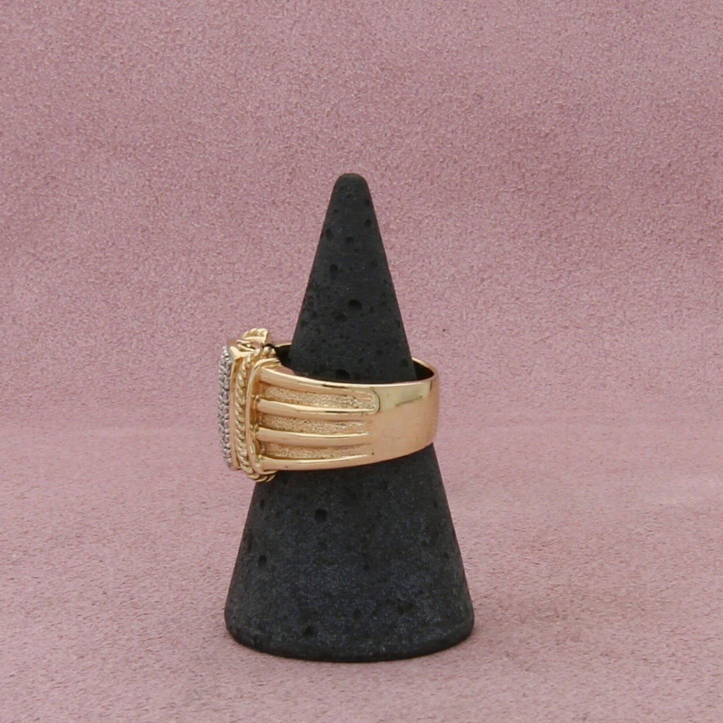 sterling silver gold plate diamond chip ring size 7.75