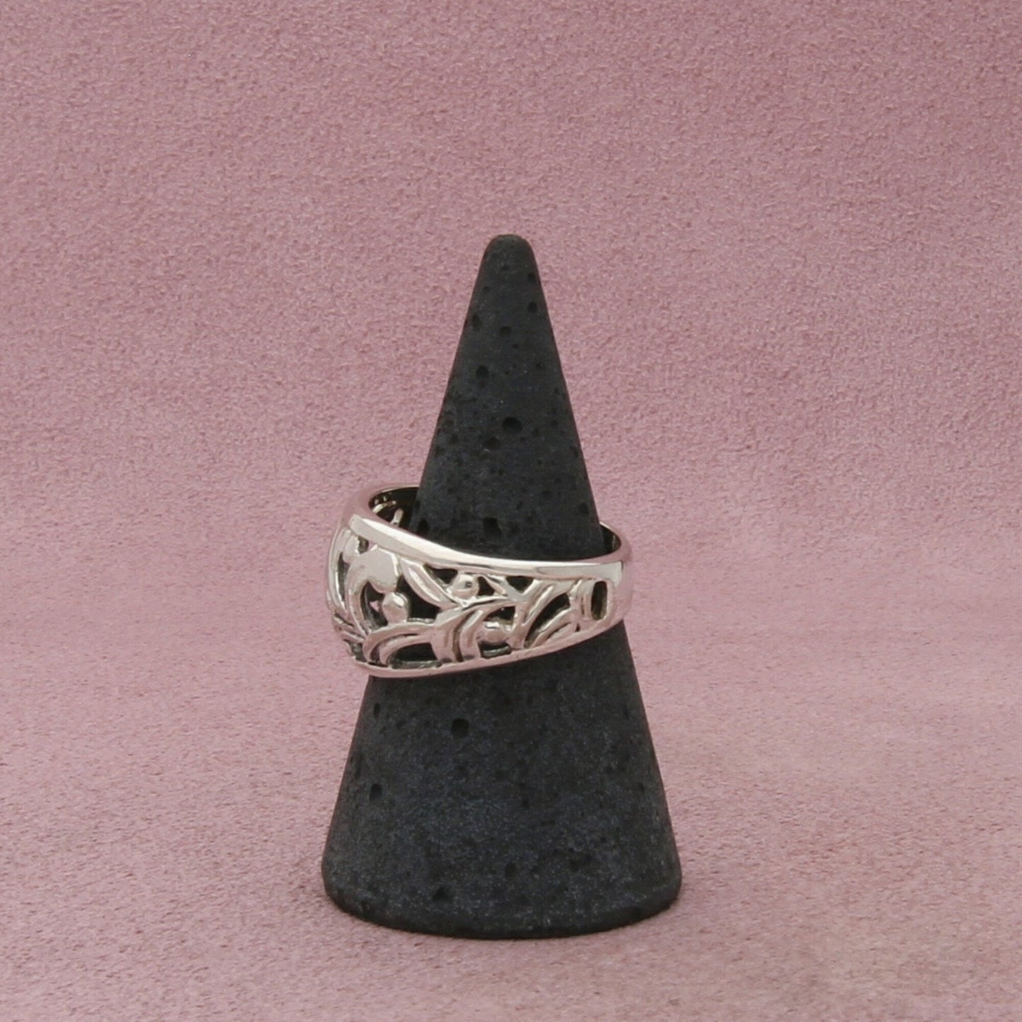 sterling silver scroll band ring size 8