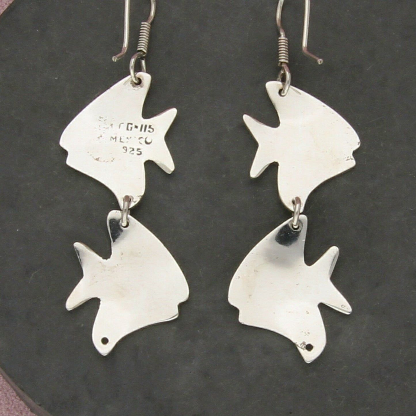 taxco mexico sterling silver vintage fish dangle earrings