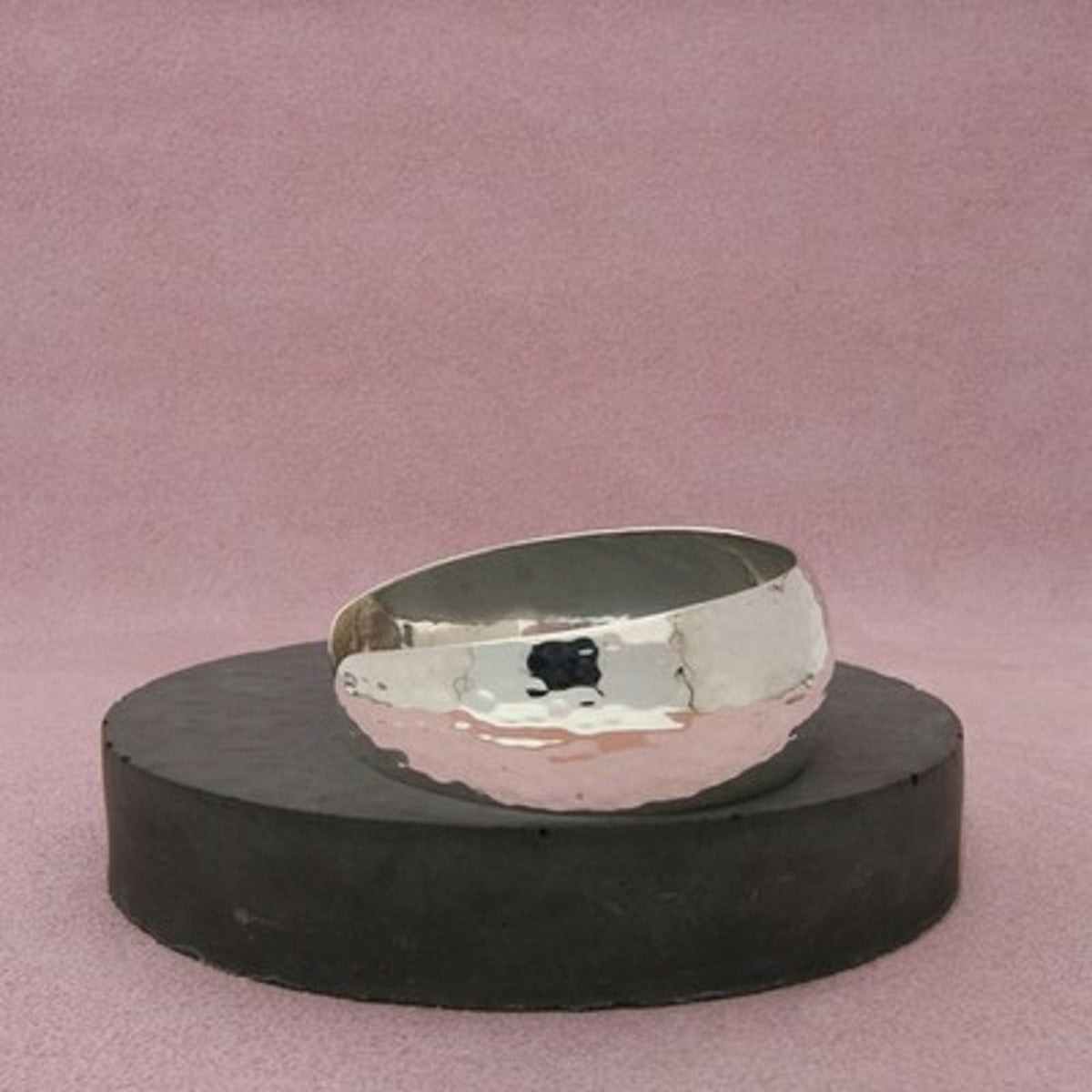 Mexico Sterling Silver Vintage Wide Hammered Cuff Bracelet Size 6.75in