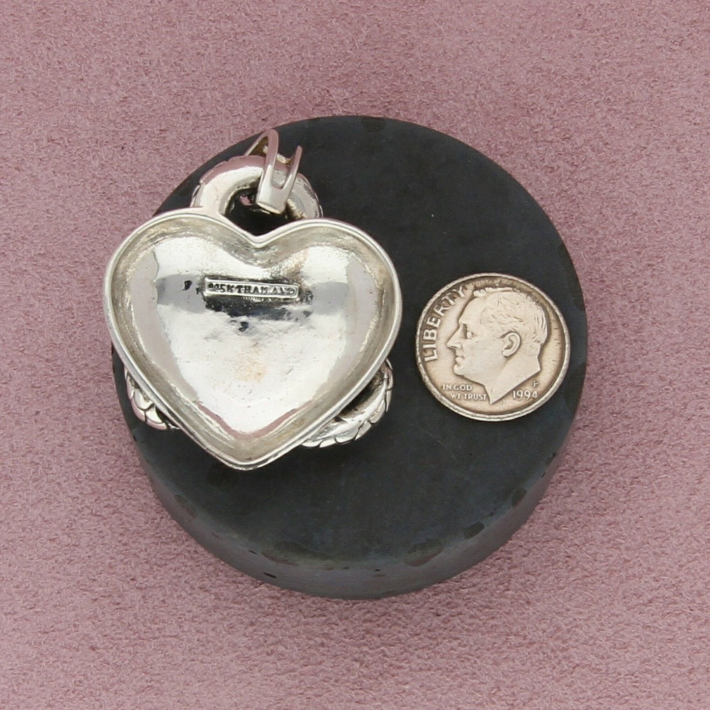 sterling silver black onyx snake heart pendant