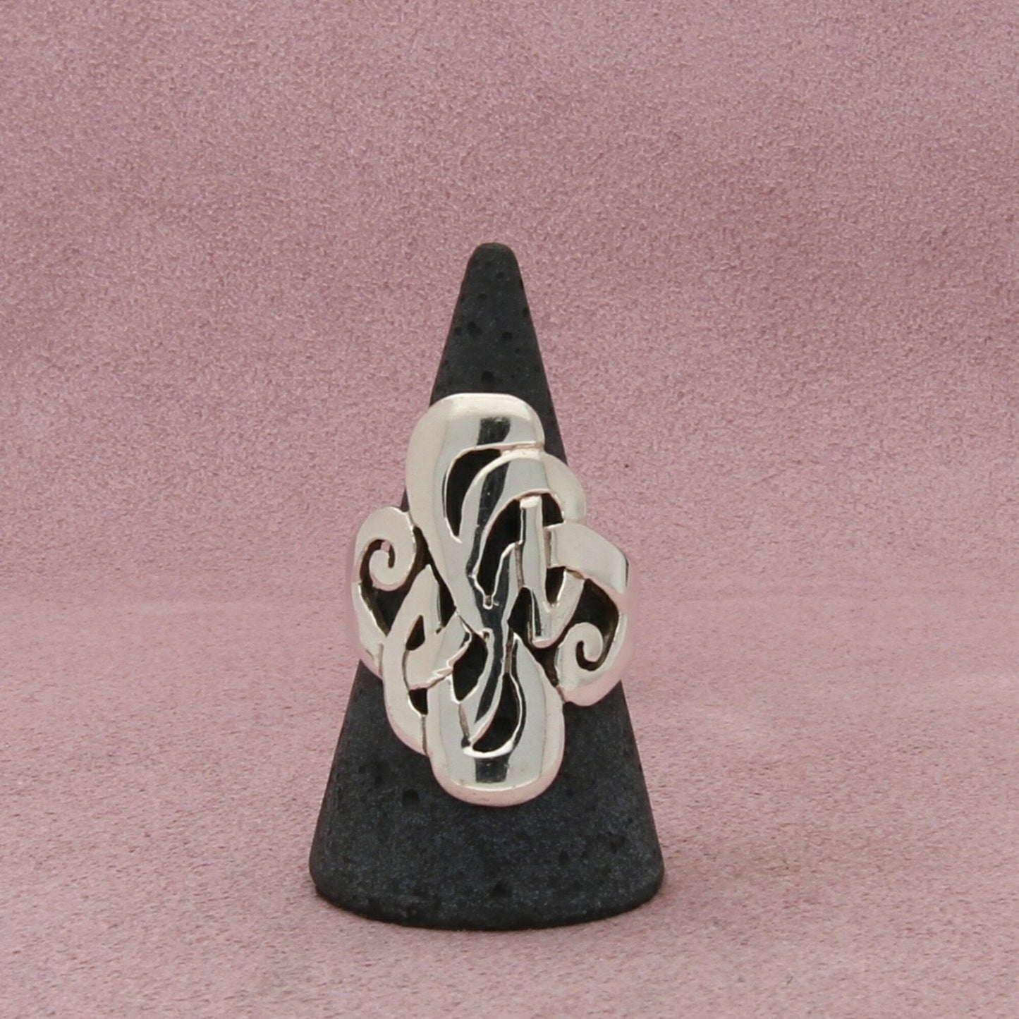 sterling silver vintage elongated scroll ring size 9.25