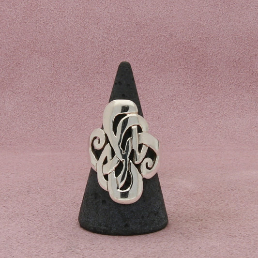 sterling silver vintage elongated scroll ring size 9.25