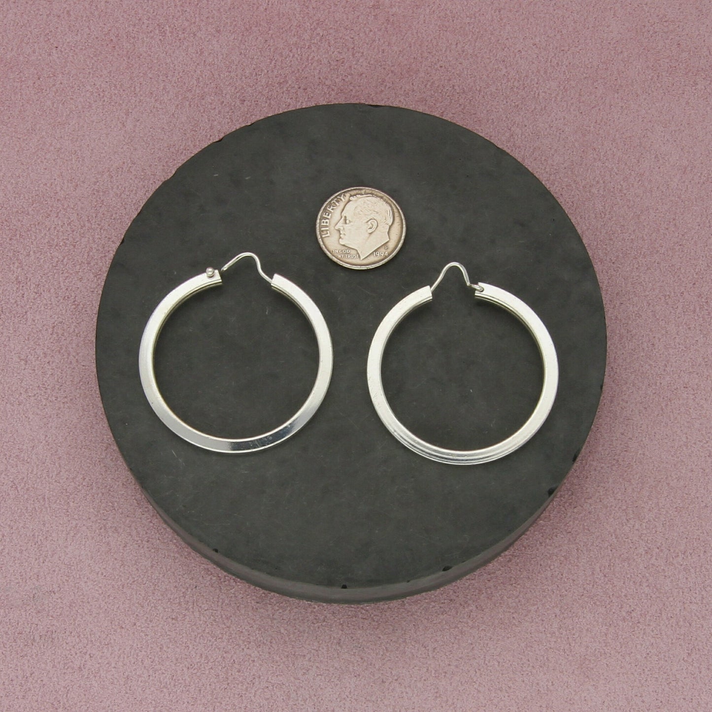 sterling silver modernist edged hoop earrings