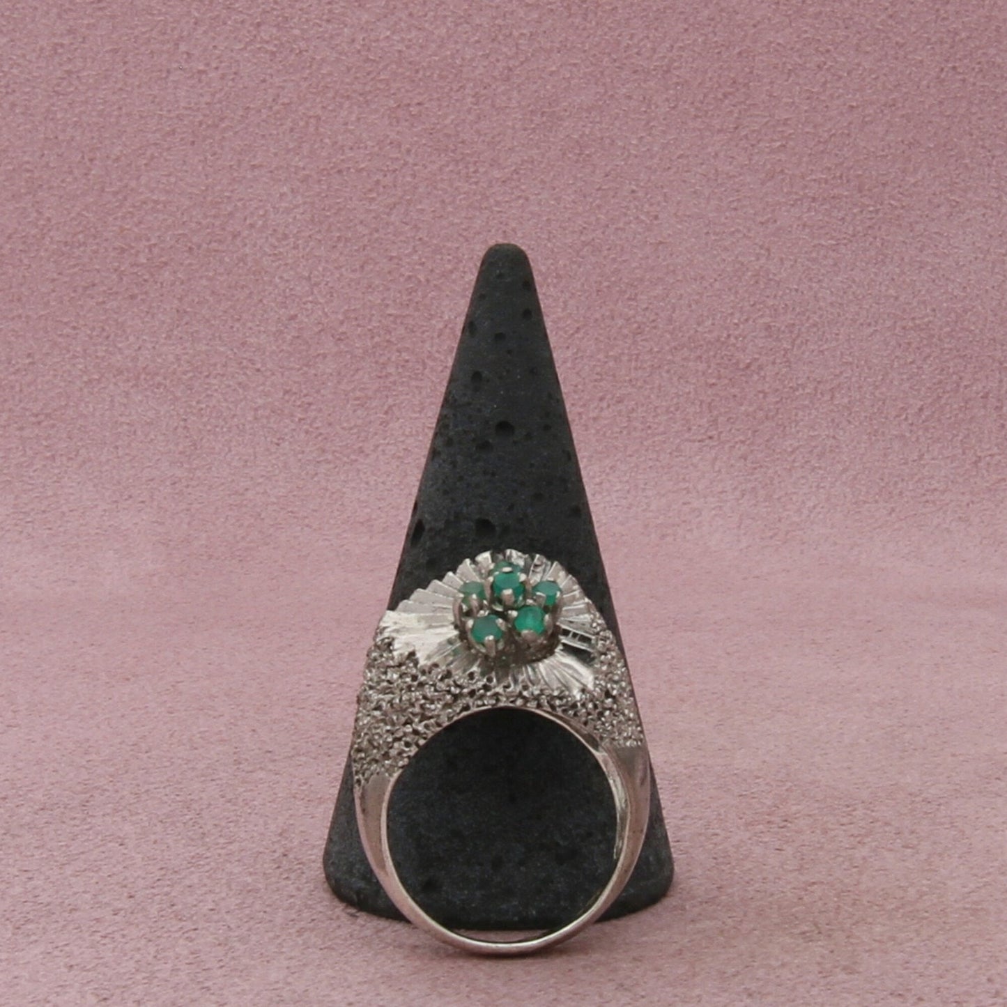 sterling silver vintage unique mexico emerald cluster ring size 6.25