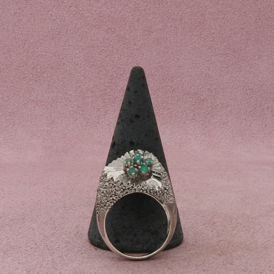 sterling silver vintage unique mexico emerald cluster ring size 6.25