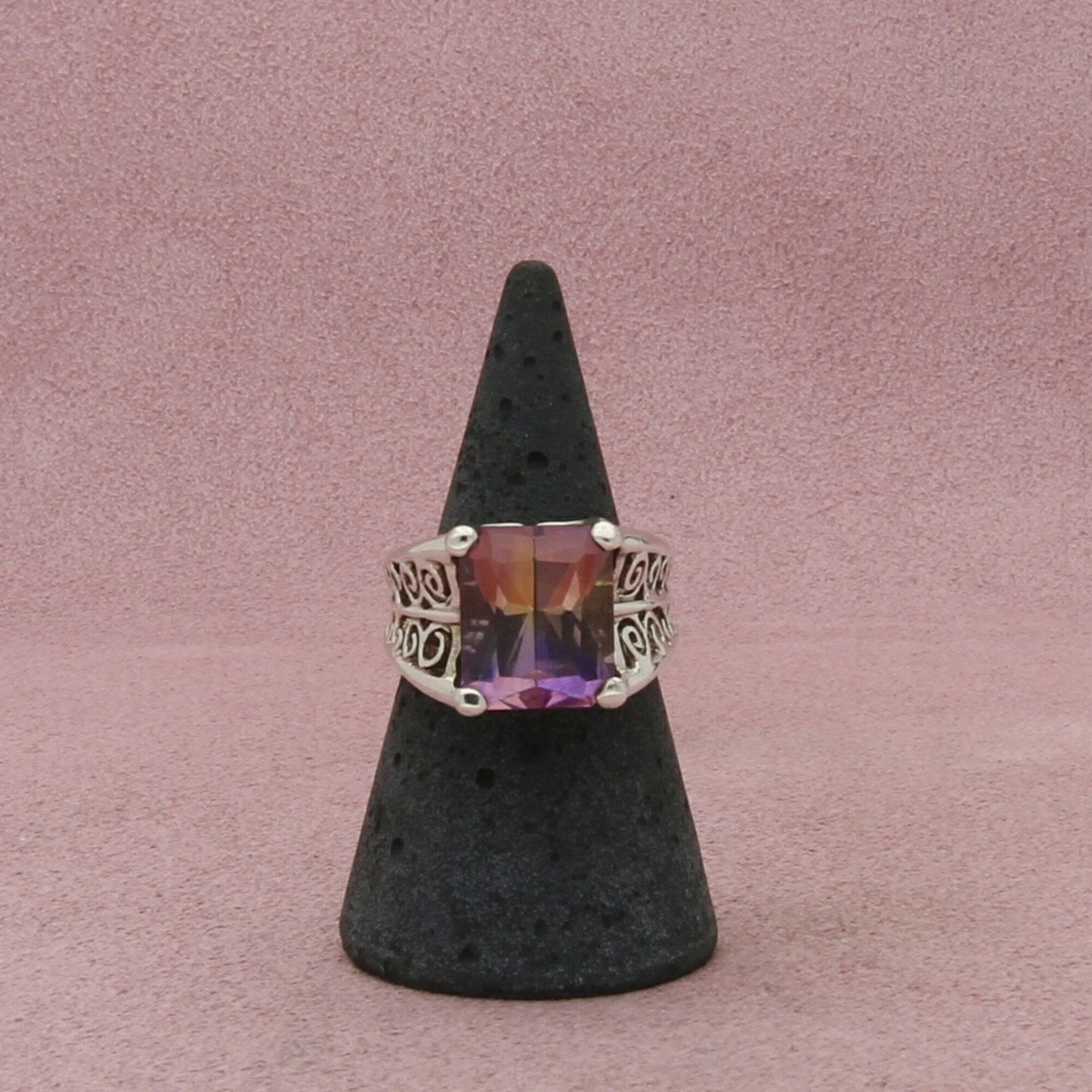 sterling silver vintage ametrine scroll ring size 6
