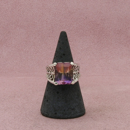 sterling silver vintage ametrine scroll ring size 6