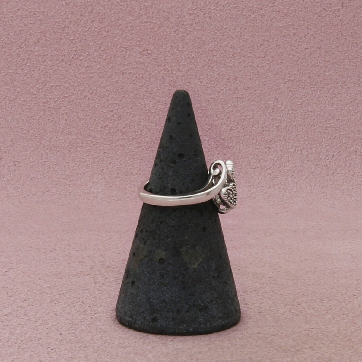 Zales Sterling Silver Diamond Double Heart Bypass Ring Size 3.5
