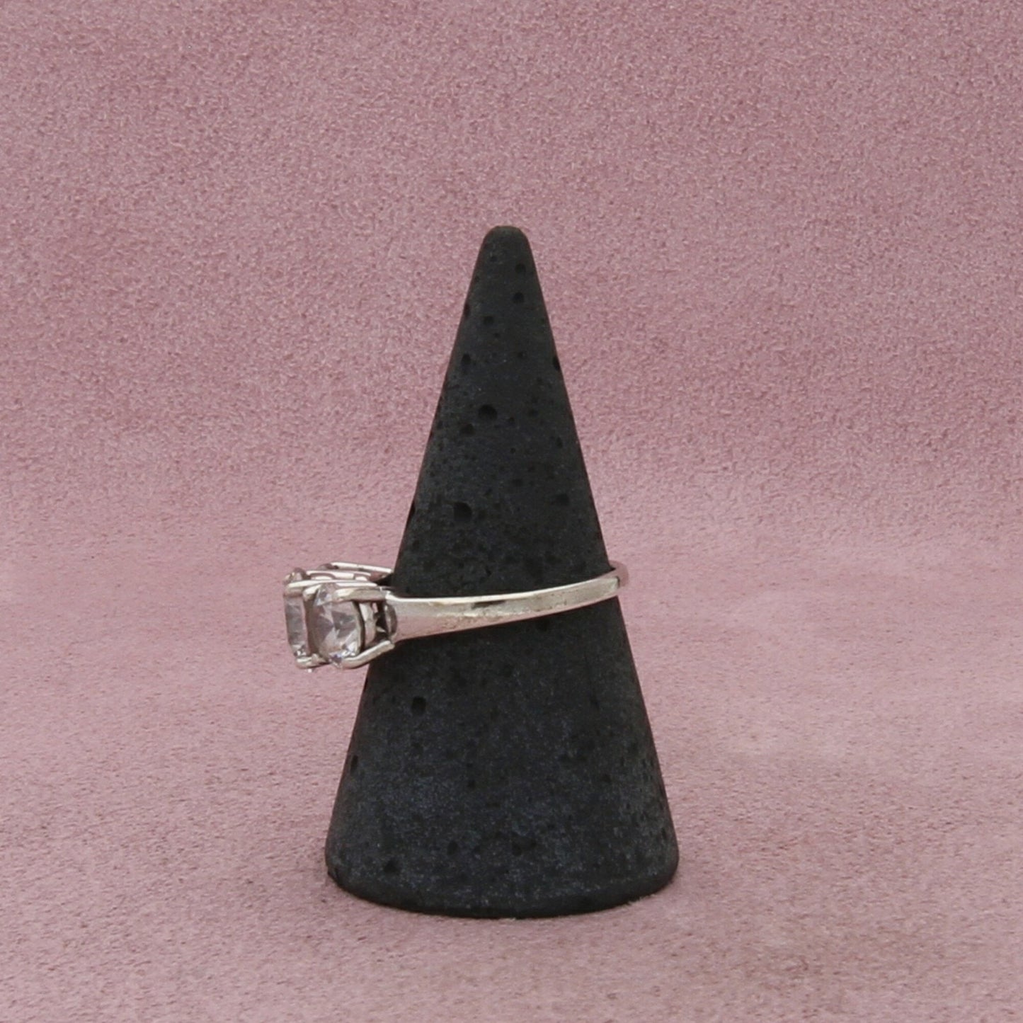 sterling silver round-cut cz trio ring size 8