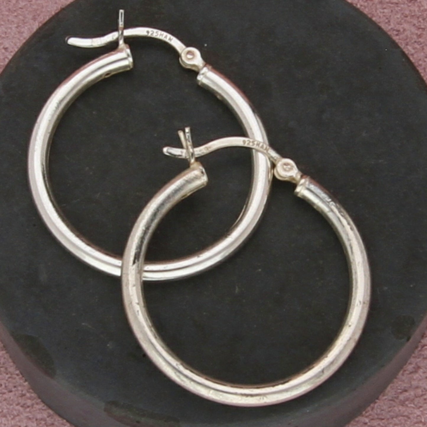 sterling silver 27mm tube snap-post hoop earrings