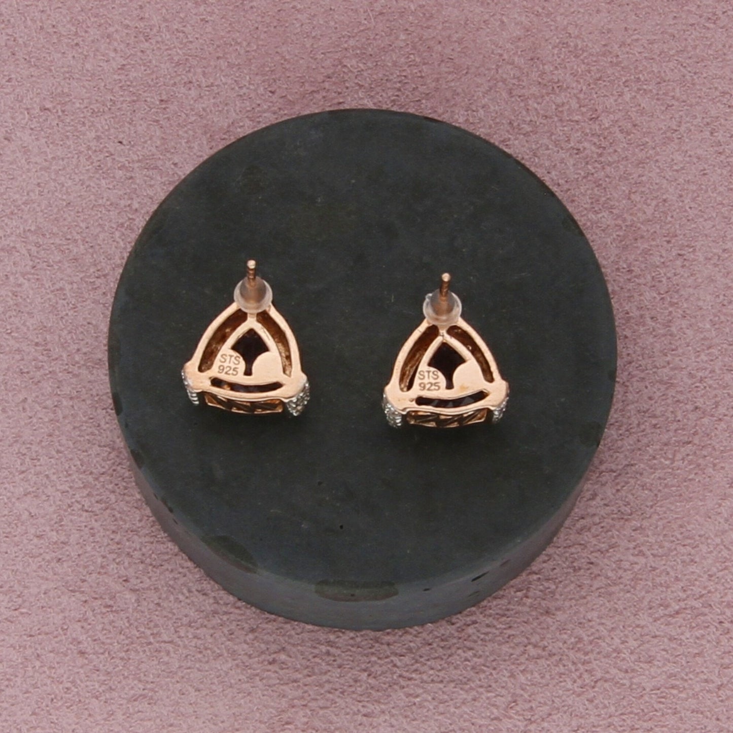 chuck clemency sterling silver rose gold plate pink tourmaline stud earrings