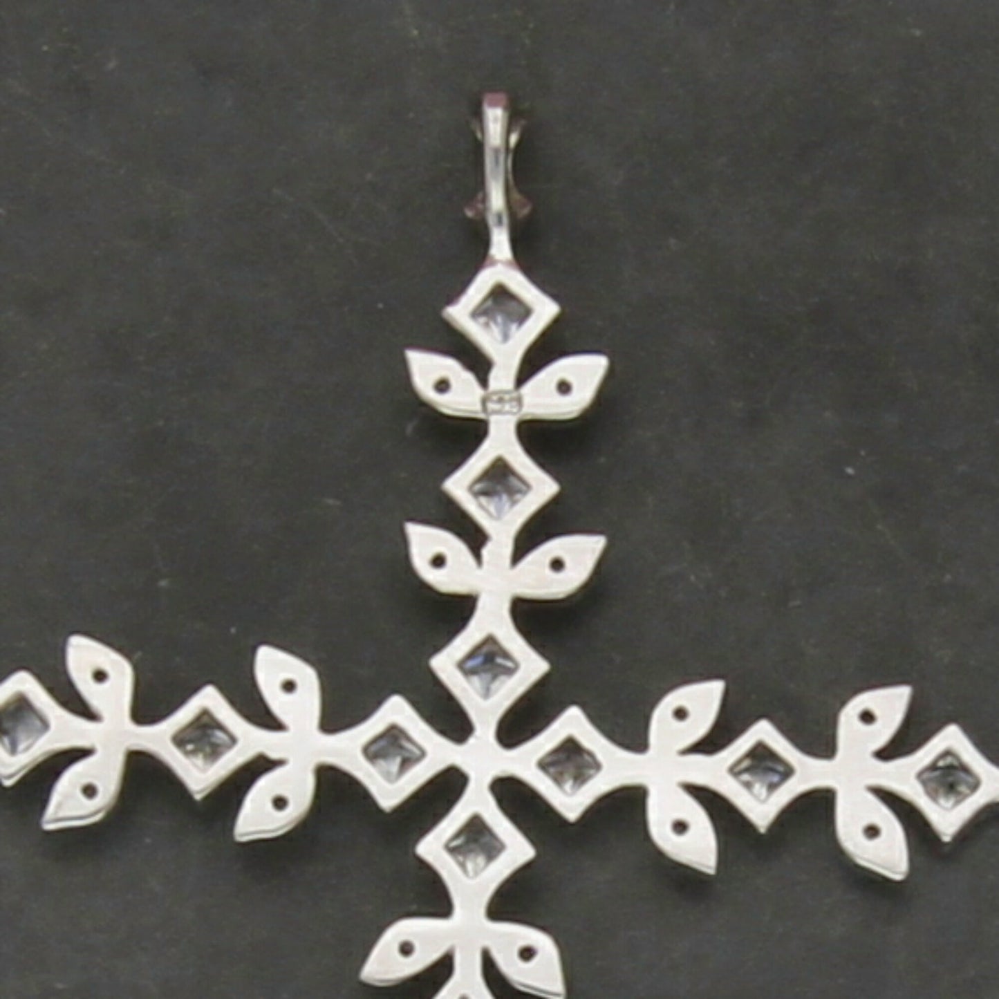 sterling silver cz milgrain cross pendant