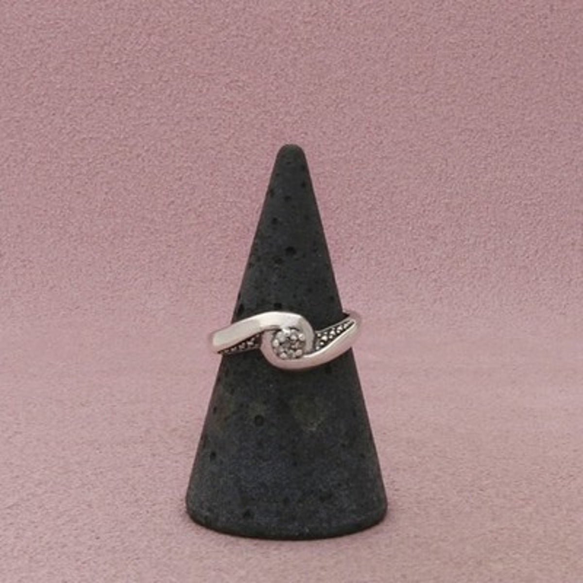 Bradford Exchange Sterling Silver Diamond Bypass Swirl Ring Size 7
