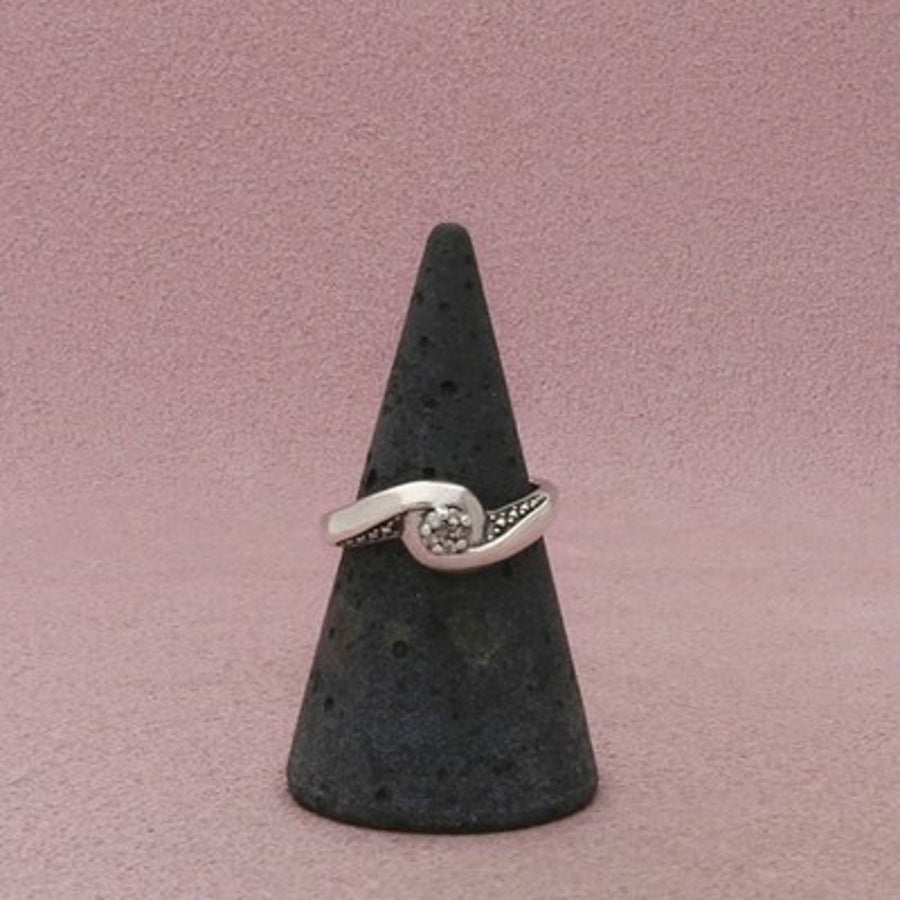 Bradford Exchange Sterling Silver Diamond Bypass Swirl Ring Size 7