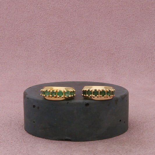 ross-simons sterling silver gold plated emerald huggie hoop earrings