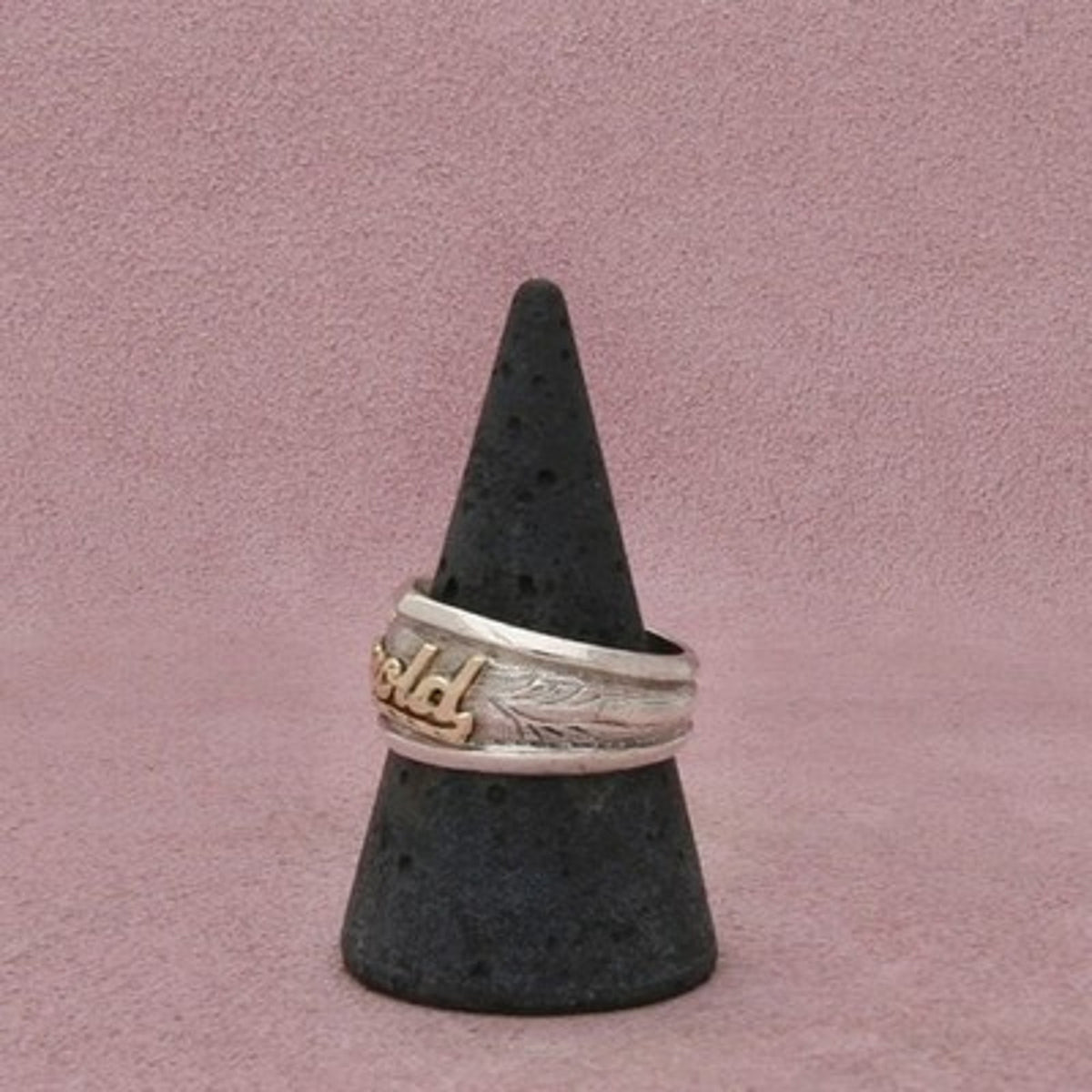 Sterling Silver & 14K Gold Vintage Men's Harold Name Band Ring Size 10