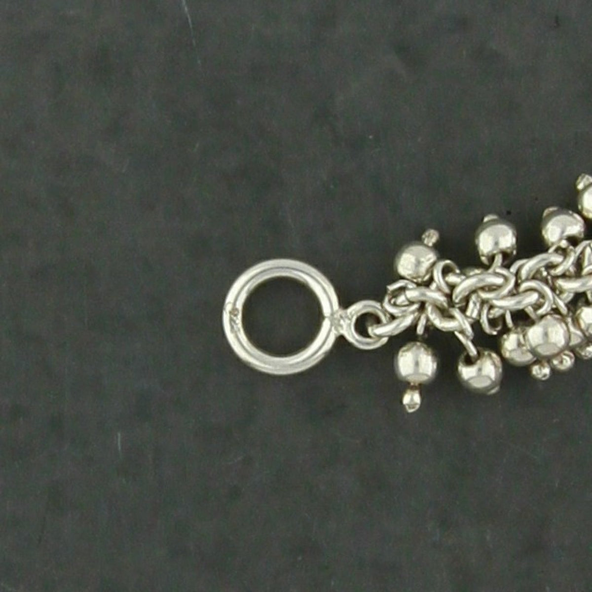 Sterling Silver Cha-Cha Bead Fringe Toggle Necklace Size 17.5in