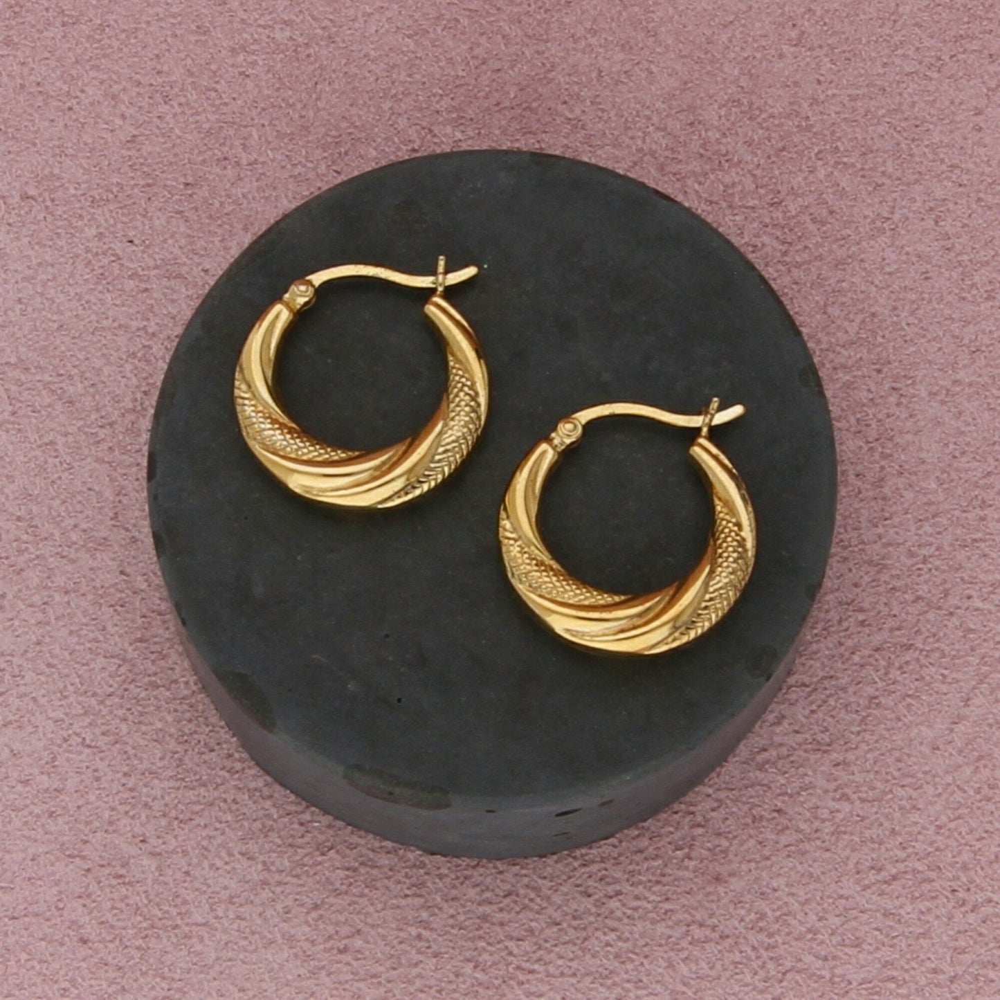 sterling silver gold plate scalloped snap-post shrimp hoop earrings