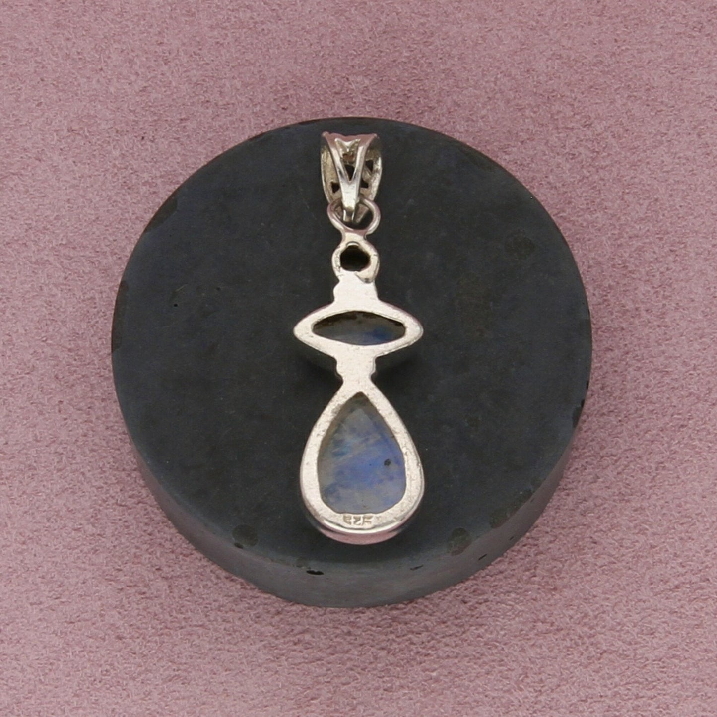 sterling silver bezel-set moonstone pendant