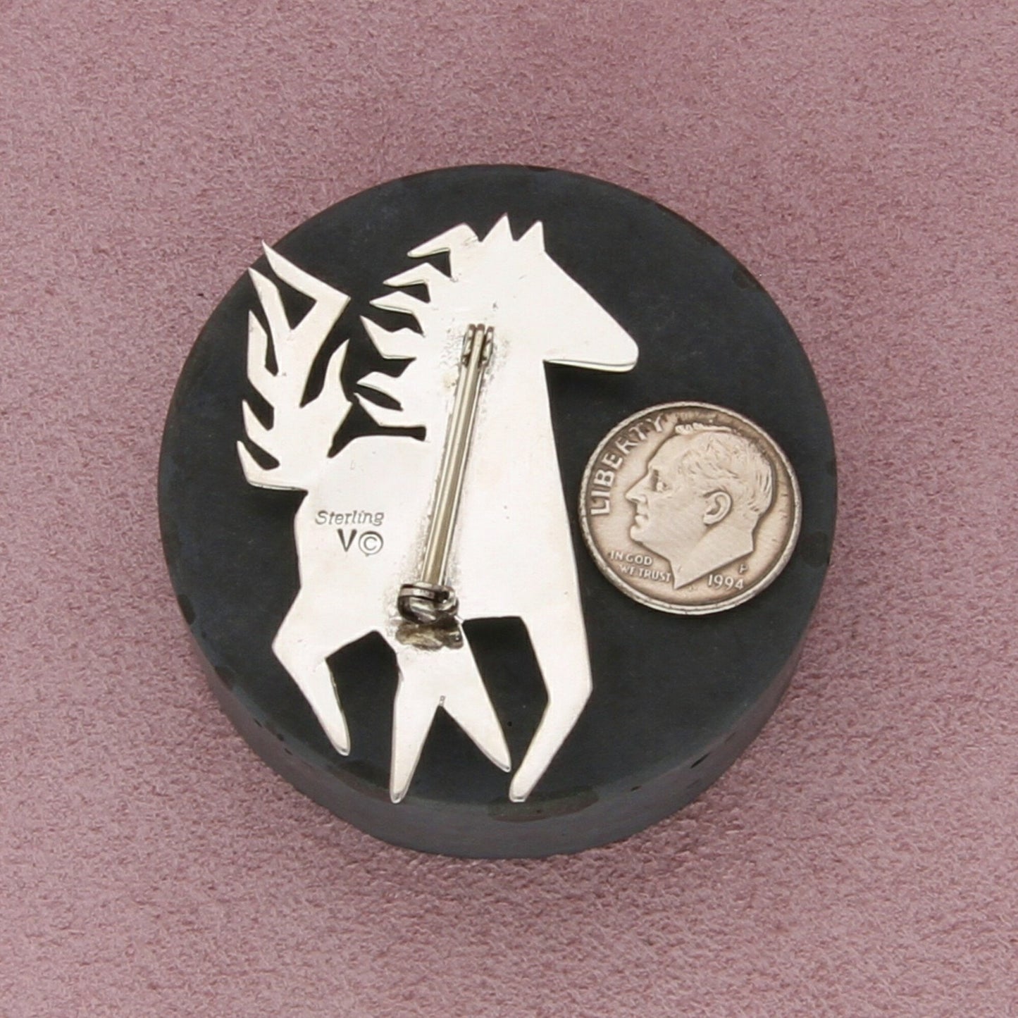 navajo sterling silver robert vandover lapis onyx opal sugilite horse brooch