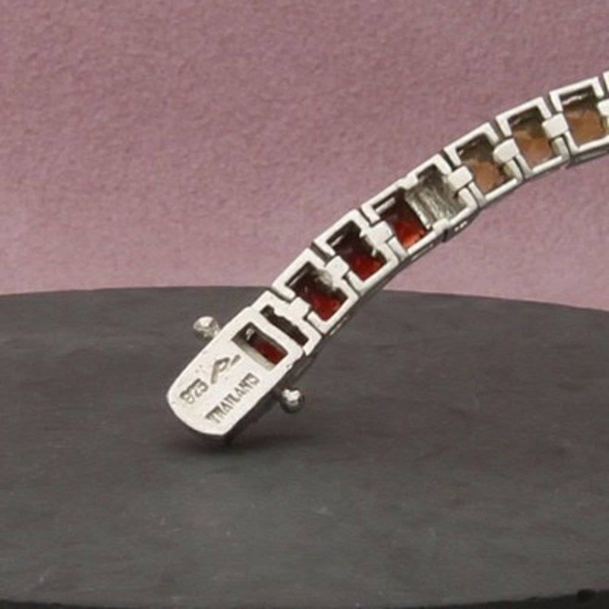 Sterling Silver Garnet & Citrine Amethyst Topaz Peridot Tennis Bracelet Size 7in