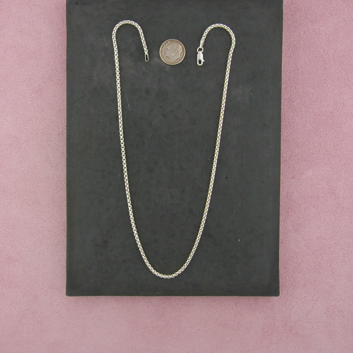 sterling silver italy 2mm box chain necklace size 18in