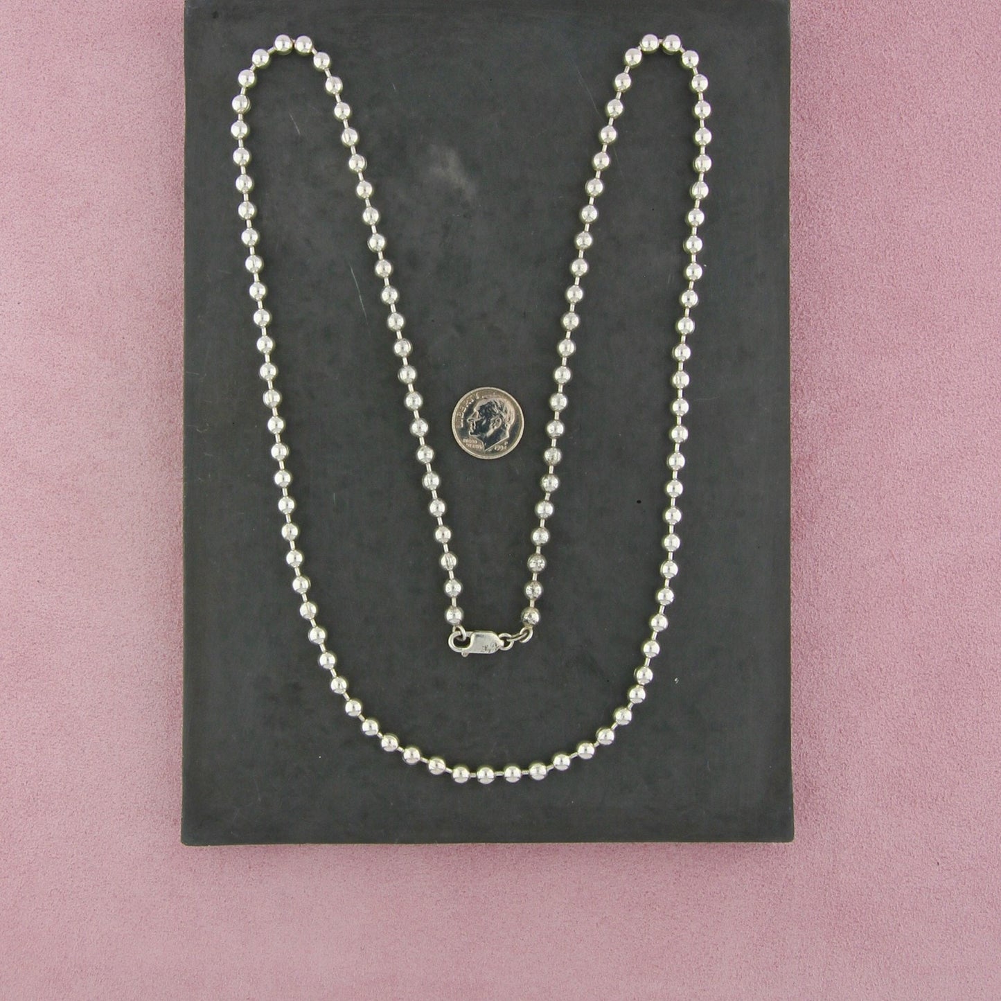 sterling silver italy 4mm bead chain necklace size 30in