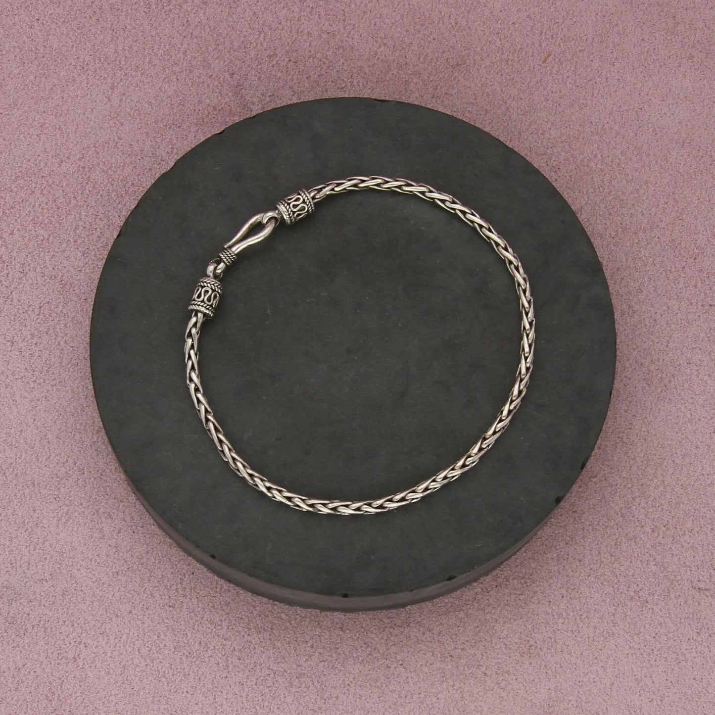 sterling silver bali 3mm foxtail chain bracelet size 8in