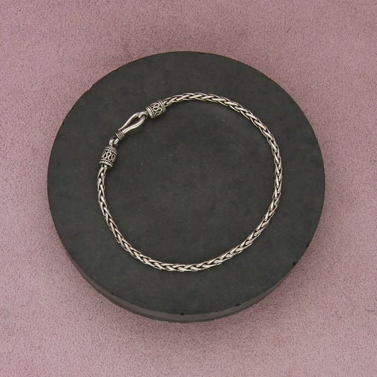 sterling silver bali 3mm foxtail chain bracelet size 8in