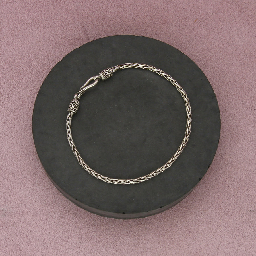 sterling silver bali 3mm foxtail chain bracelet size 8in
