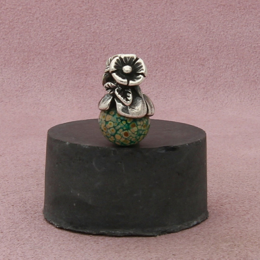 trollbeads sterling silver forget-me-not bud flowers glass retired bead charm