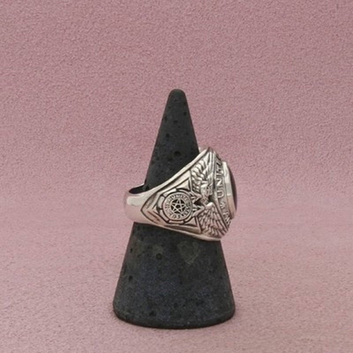 Sterling Silver Oval Blue Cz US Air Force Class Ring Size 7.5