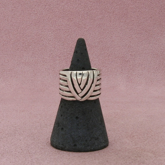 sterling silver vintage wide striped band ring size 5.5
