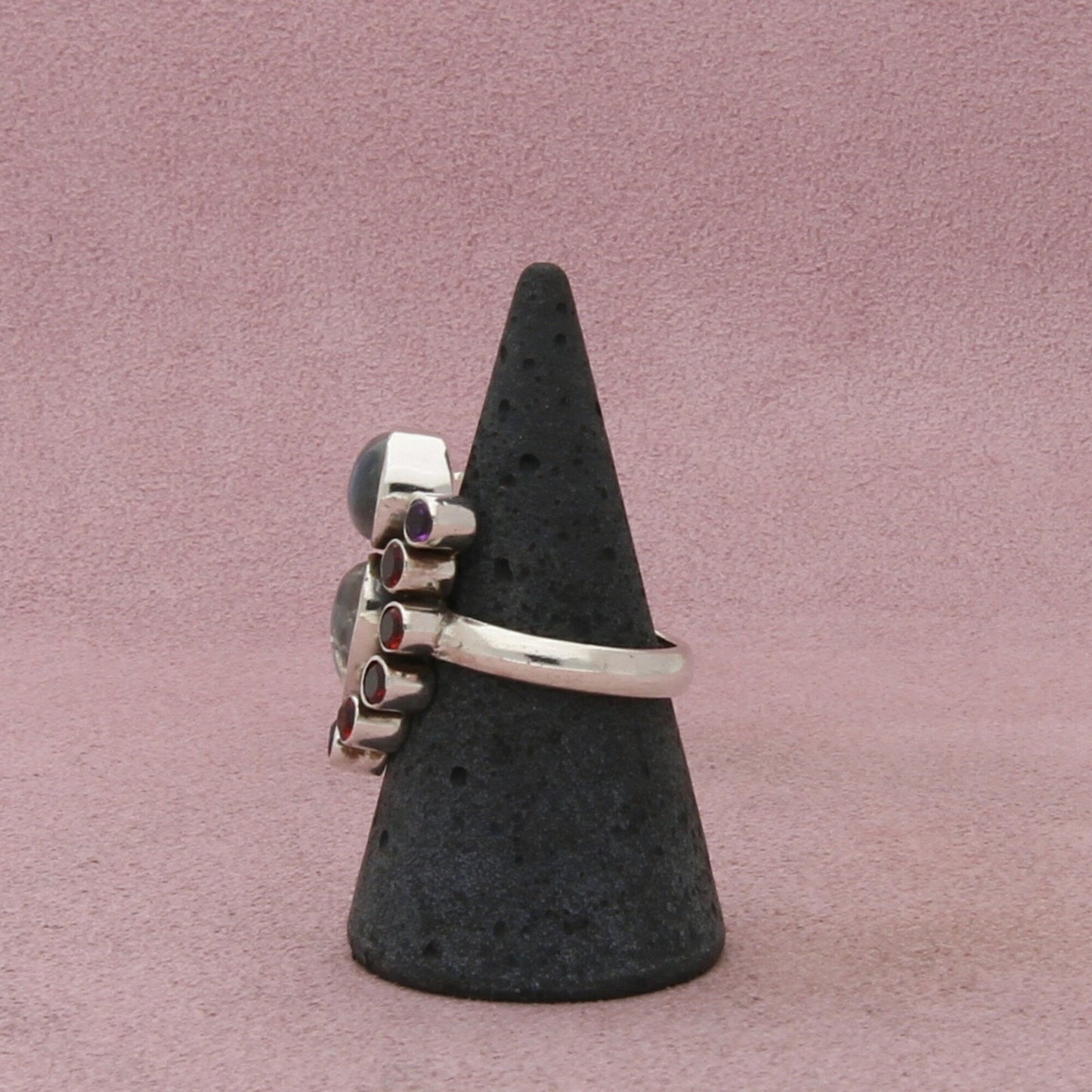 nicky butler sterling silver moonstone garnet & amethyst ring size 8