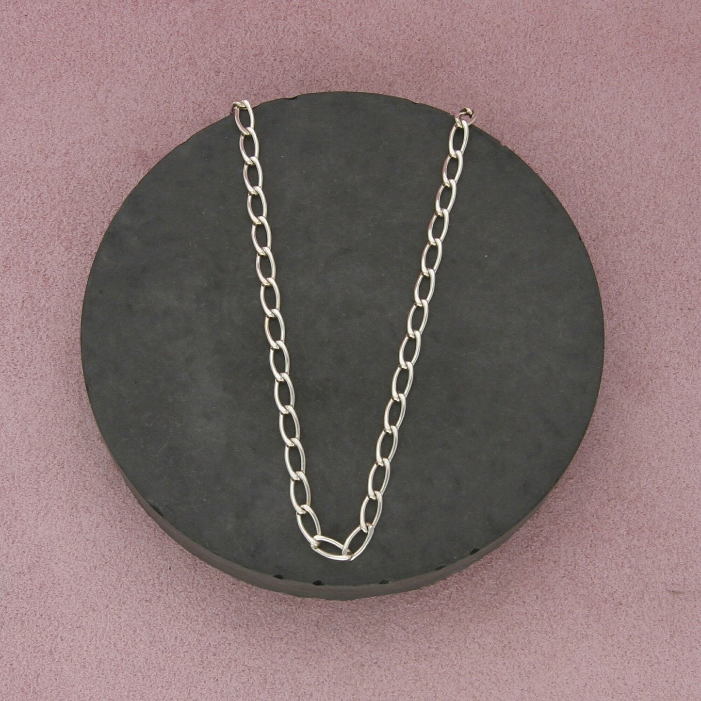 sterling silver 3mm elongated curb chain necklace size 15in
