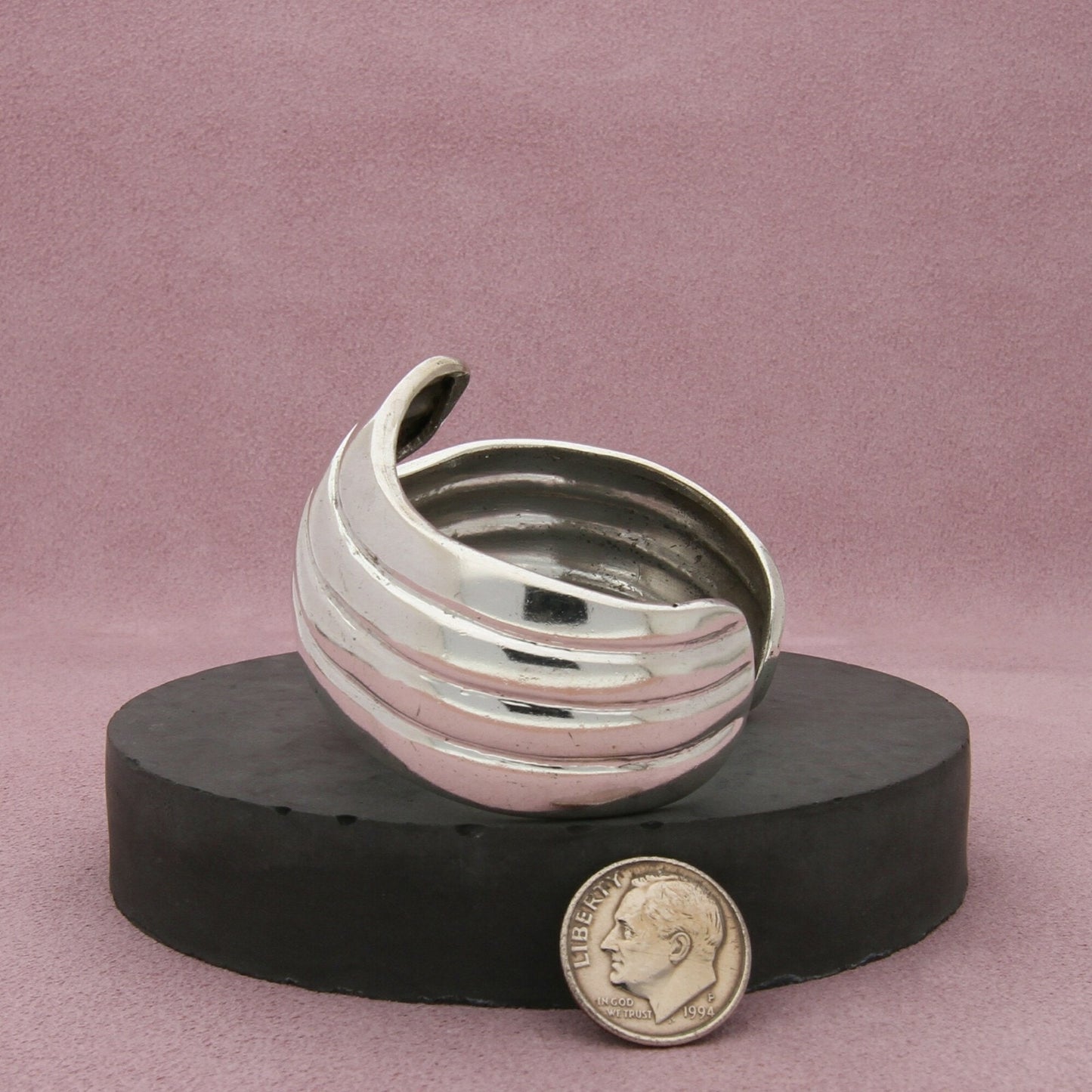 los ballesteros sterling silver taxco mexico vintage cuff bracelet size 6.25in
