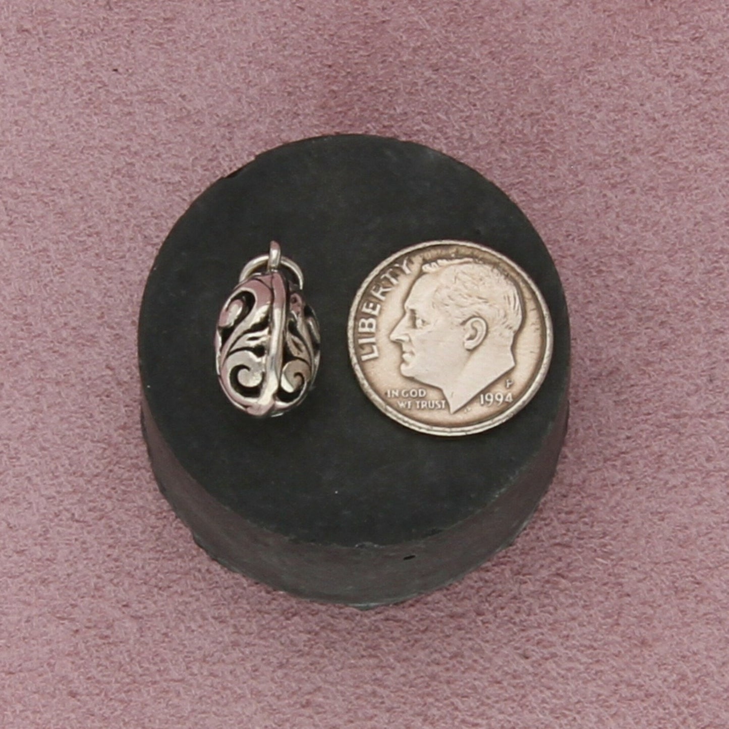 sterling silver scroll egg charm pendant
