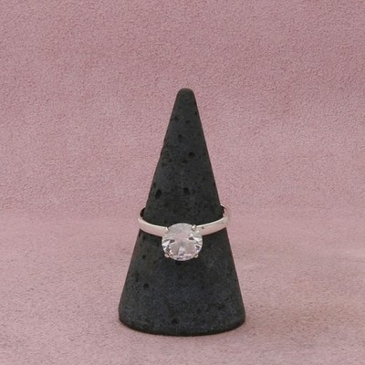 Sterling Silver Round-Cut Cz Solitaire Ring Size 7.5