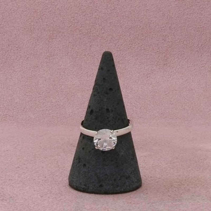 Sterling Silver Round-Cut Cz Solitaire Ring Size 7.5
