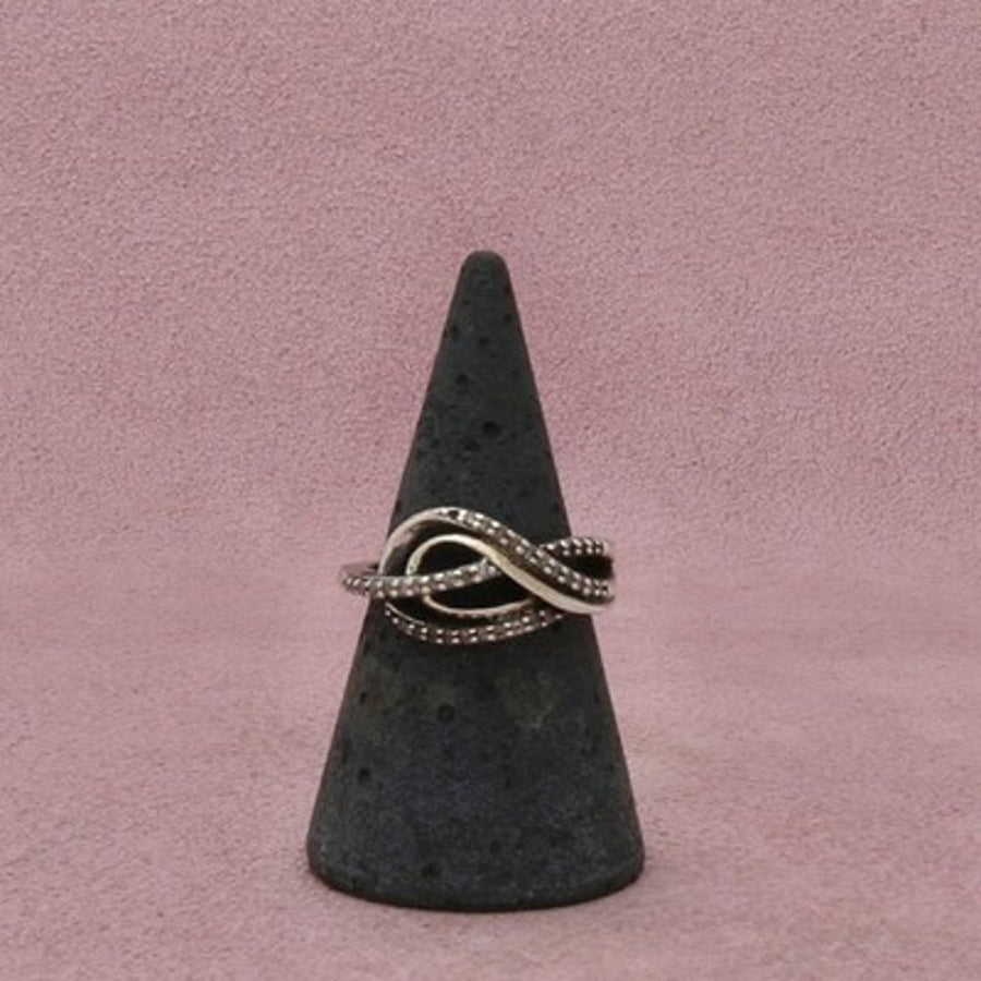 Zales Sterling Silver Diamond Openwork Crossover Band Ring Size 6.75