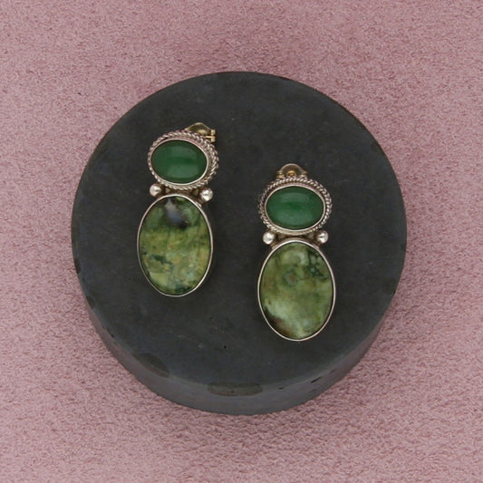 janice giardi sterling silver jade & green jasper post earrings